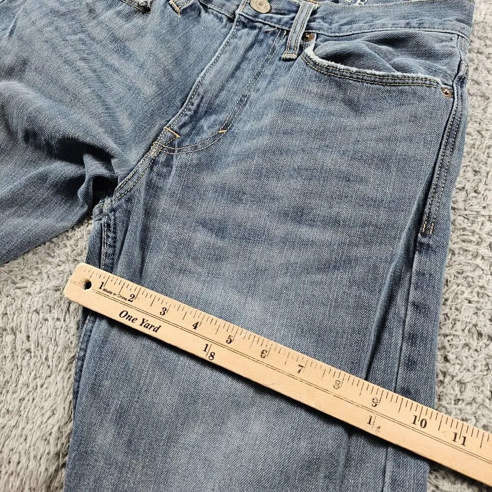 American Eagle Jeans Mens 30x28 Relaxed Straight Distressed Whiskering Faded